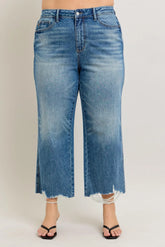 Plus Size High Waist Rigid Magic Destroy Hem Crop Wide Judy Blue Medium 14W